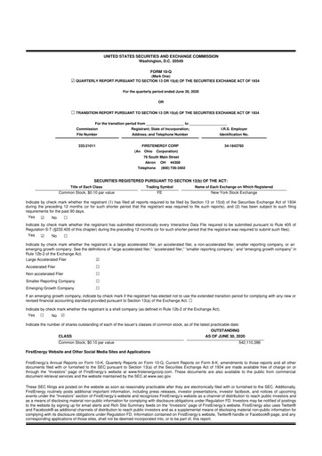 Thumbnail FirstEnergy 10-Q Quarterly Report FY2020 