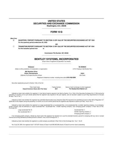Vorschaubild Bentley Systems
 10-Q Quartalsbericht 2025 