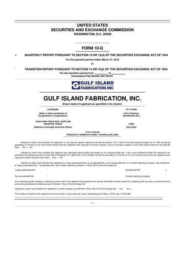 Thumbnail Gulf Island Fabrication
 10-Q Quarterly Report FY2018 
