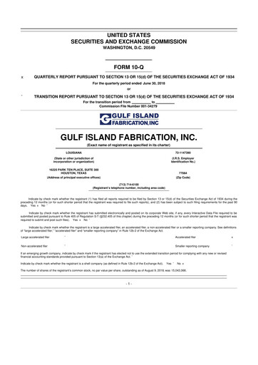 Thumbnail Gulf Island Fabrication
 10-Q Quarterly Report FY2018 