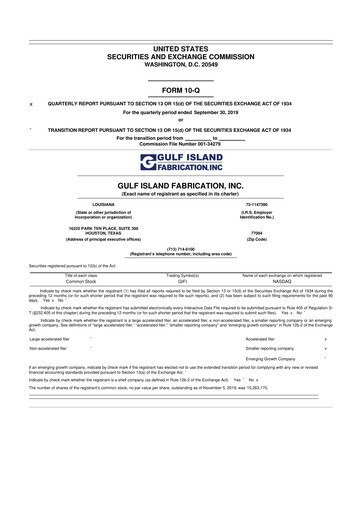 Thumbnail Gulf Island Fabrication
 10-Q Quarterly Report FY2019 