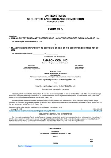 Thumbnail Amazon 10-K Annual Report 2001