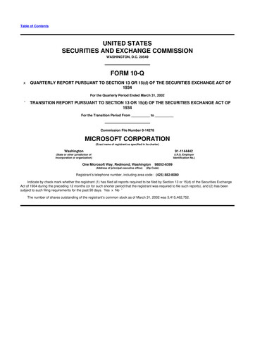 Thumbnail Microsoft 10-Q Quarterly Report FY 