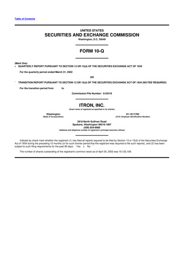 Thumbnail Itron
 10-Q Quarterly Report FY 