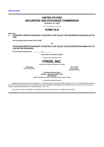 Thumbnail Itron
 10-Q Quarterly Report FY 