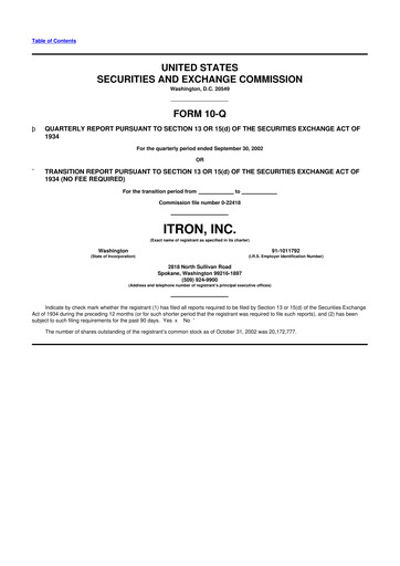 Thumbnail Itron
 10-Q Quarterly Report FY 