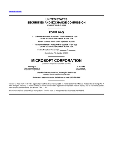 Thumbnail Microsoft 10-Q Quarterly Report FY 