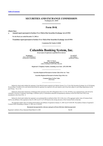 Thumbnail Columbia Banking System 10-K Annual Report 