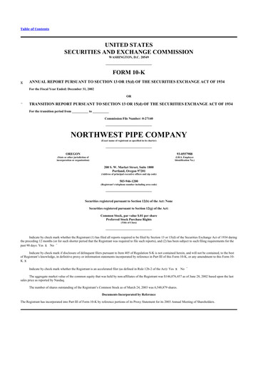 Thumbnail Northwest Pipe Company
 10-K Annual Report 