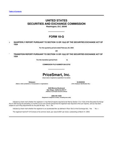 Thumbnail PriceSmart
 10-Q Quarterly Report FY 