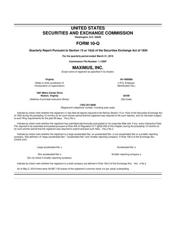 Thumbnail Maximus 10-Q Quarterly Report FY2016 