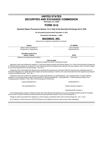 Thumbnail Maximus 10-Q Quarterly Report FY2019 