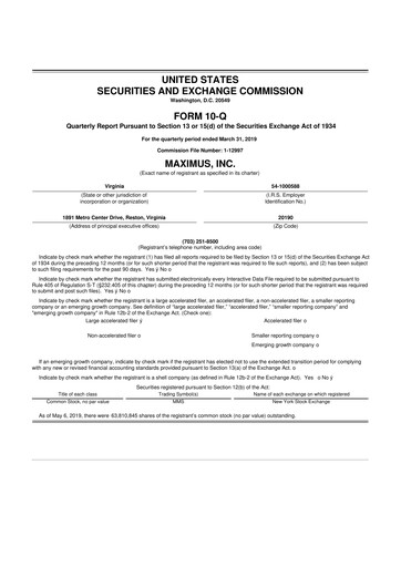 Thumbnail Maximus 10-Q Quarterly Report FY2019 