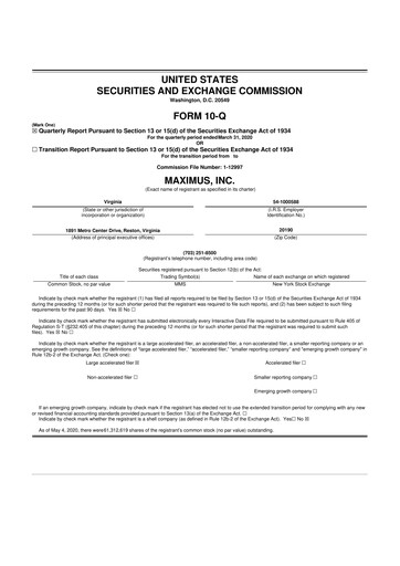 Thumbnail Maximus 10-Q Quarterly Report FY2020 