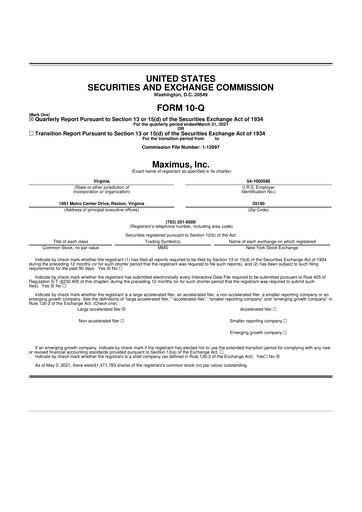 Thumbnail Maximus 10-Q Quarterly Report FY2021 