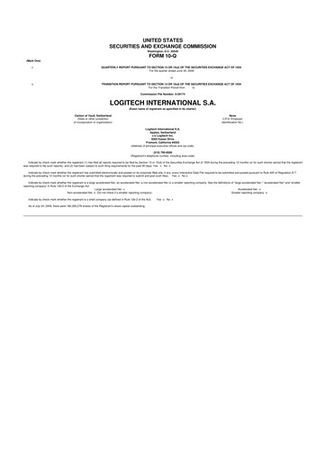 Miniature Logitech 10-Q Rapport trimestriel  