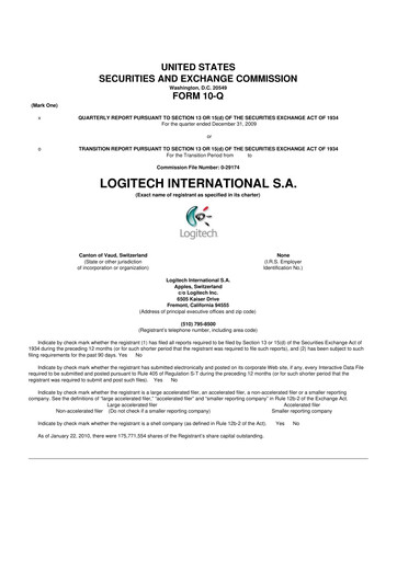 Miniature Logitech 10-Q Rapport trimestriel  