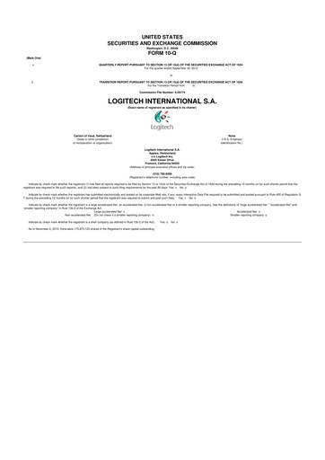 Miniature Logitech 10-Q Rapport trimestriel 2010 