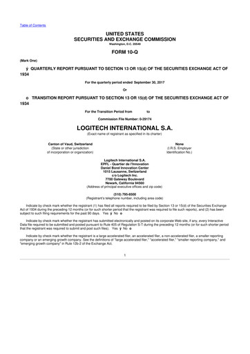 Miniature Logitech 10-Q Rapport trimestriel 2018 