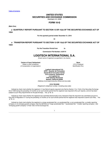 Miniature Logitech 10-Q Rapport trimestriel 2019 