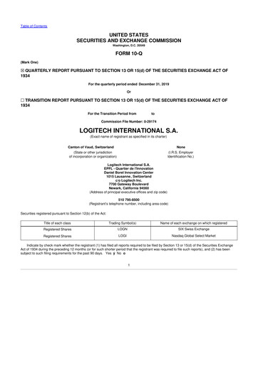 Miniature Logitech 10-Q Rapport trimestriel 2020 
