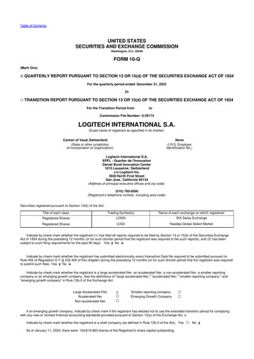 Miniature Logitech 10-Q Rapport trimestriel 2024 
