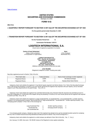 Miniature Logitech 10-Q Rapport trimestriel 2025 