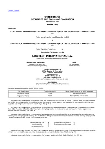 Miniature Logitech 10-Q Rapport trimestriel 2026 