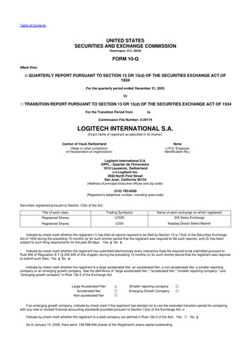 Miniature Logitech 10-Q Rapport trimestriel 2026 