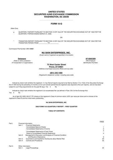 Thumbnail Nu Skin 10-Q Quarterly Report FY 