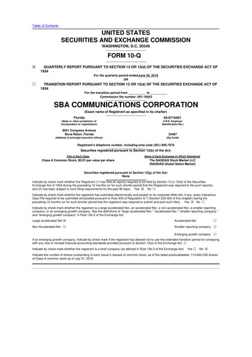 Miniature SBA Communications 10-Q Rapport trimestriel 2018 