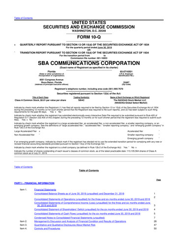 Miniature SBA Communications 10-Q Rapport trimestriel 2019 