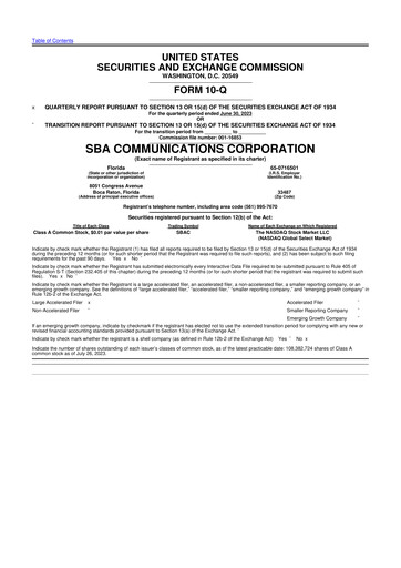 Miniature SBA Communications 10-Q Rapport trimestriel 2023 