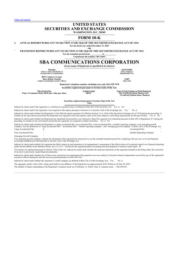 Miniature SBA Communications 10-K Rapport annuel 2023