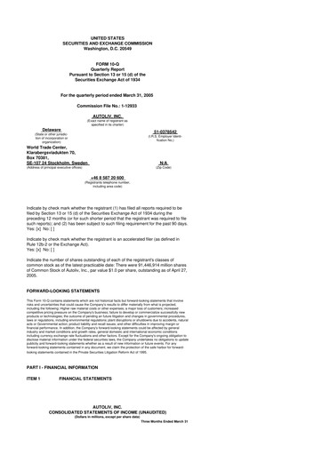 Vorschaubild Autoliv 10-Q Quartalsbericht  