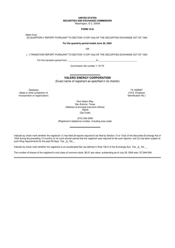 Vorschaubild Valero Energy 10-Q Quartalsbericht  