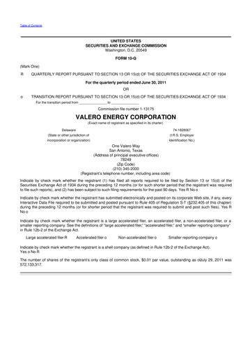 Vorschaubild Valero Energy 10-Q Quartalsbericht 2011 