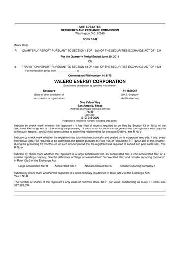 Vorschaubild Valero Energy 10-Q Quartalsbericht 2014 