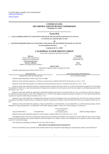 Miniature California Water Service Group 10-K Rapport annuel 2016