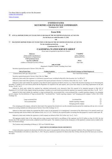 Miniature California Water Service Group 10-K Rapport annuel 2022