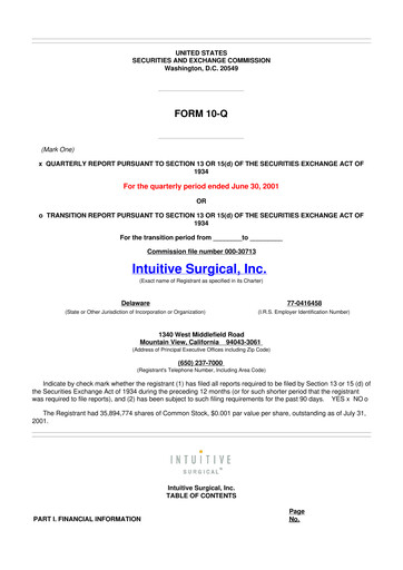 Thumbnail Intuitive Surgical 10-Q Quarterly Report FY 