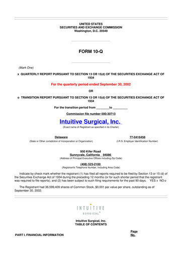 Thumbnail Intuitive Surgical 10-Q Quarterly Report FY 
