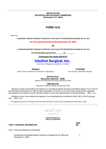Thumbnail Intuitive Surgical 10-Q Quarterly Report FY 