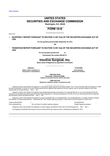 Thumbnail Intuitive Surgical 10-Q Quarterly Report FY2013 