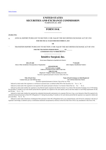 Thumbnail Intuitive Surgical 10-K Annual Report 2013