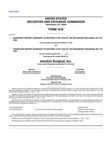 Thumbnail Intuitive Surgical 10-Q Quarterly Report FY2018 