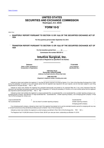 Thumbnail Intuitive Surgical 10-Q Quarterly Report FY2018 