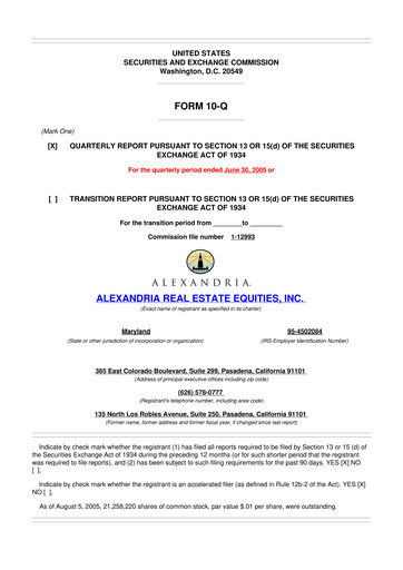 Vorschaubild Alexandria Real Estate Equities
 10-Q Quartalsbericht  
