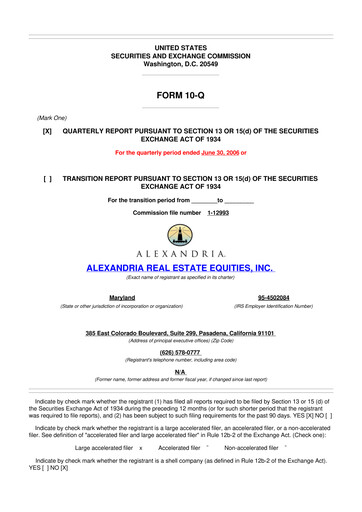 Vorschaubild Alexandria Real Estate Equities
 10-Q Quartalsbericht  