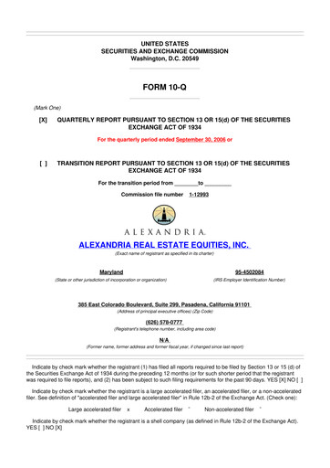 Vorschaubild Alexandria Real Estate Equities
 10-Q Quartalsbericht  